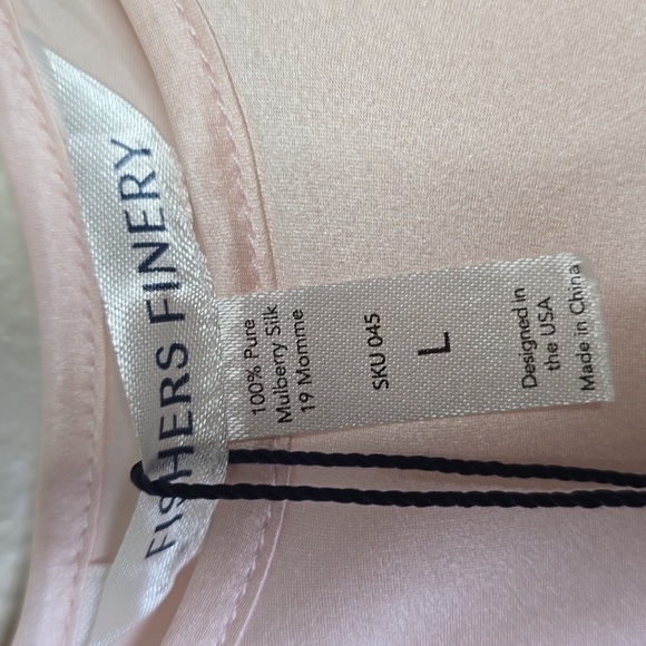 Fishers Finery 100% Pure Mulberry Silk Light Pink Satin Camisole Top Size Large - Picture 7 of 10